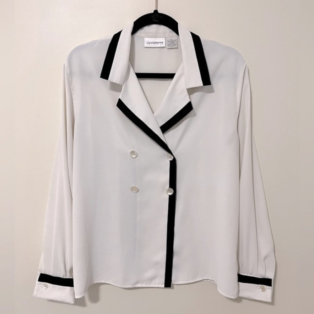 LIZ CLAIBORNE- Women’s Double-Breasted Notch Collar Blouse- Size 6